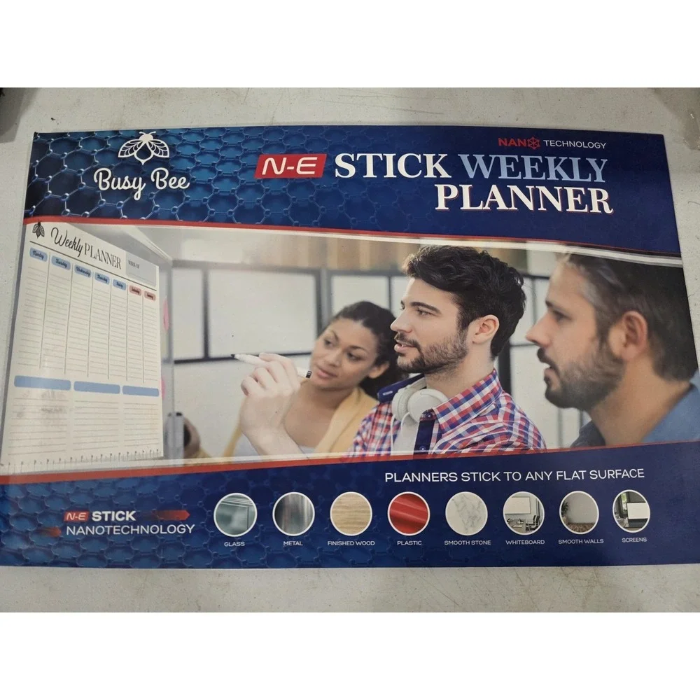 Busy Bee Peal And Stick Weekly Planner Nanotechnology Sticks To Any Flat Surface